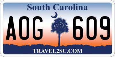 SC license plate AOG609