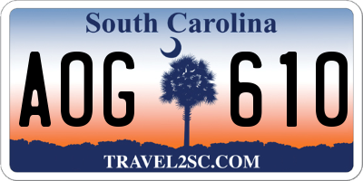SC license plate AOG610