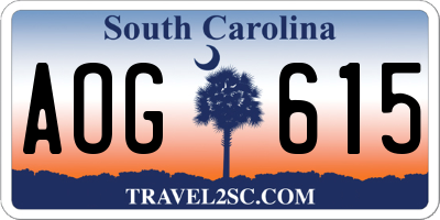 SC license plate AOG615