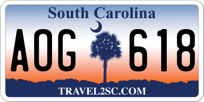 SC license plate AOG618