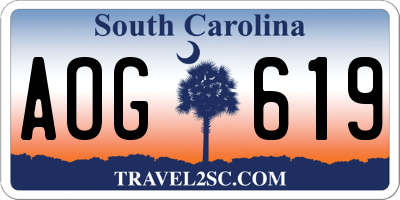 SC license plate AOG619