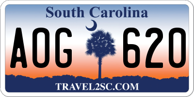 SC license plate AOG620