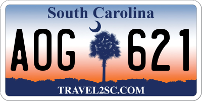 SC license plate AOG621
