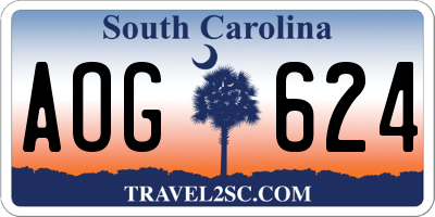 SC license plate AOG624