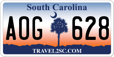 SC license plate AOG628