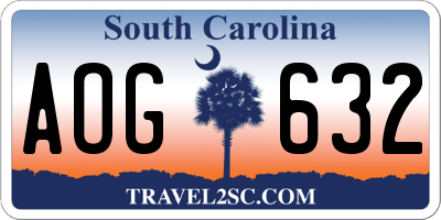 SC license plate AOG632