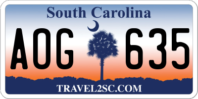 SC license plate AOG635