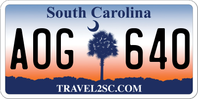 SC license plate AOG640