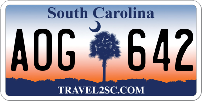 SC license plate AOG642