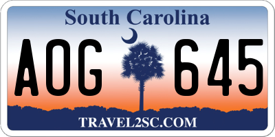 SC license plate AOG645