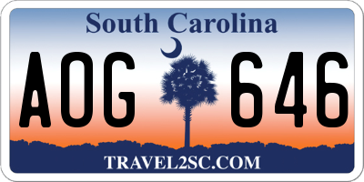 SC license plate AOG646