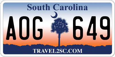 SC license plate AOG649