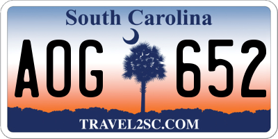 SC license plate AOG652