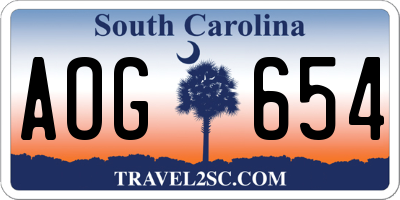 SC license plate AOG654