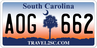 SC license plate AOG662