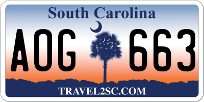 SC license plate AOG663