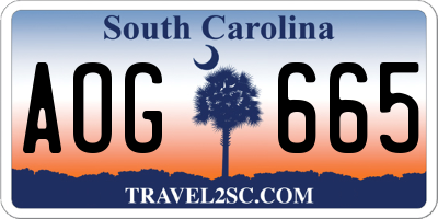SC license plate AOG665