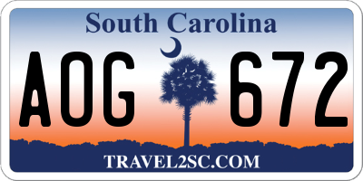 SC license plate AOG672