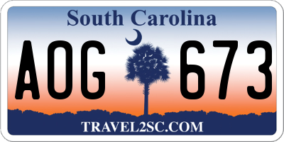 SC license plate AOG673