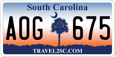 SC license plate AOG675