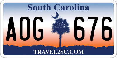 SC license plate AOG676