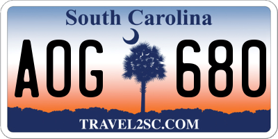 SC license plate AOG680