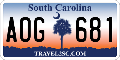 SC license plate AOG681
