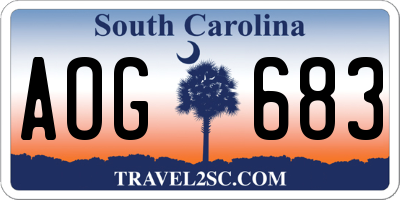 SC license plate AOG683