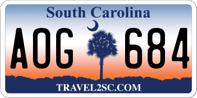 SC license plate AOG684