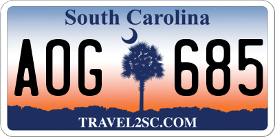 SC license plate AOG685