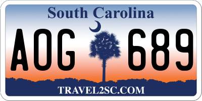 SC license plate AOG689