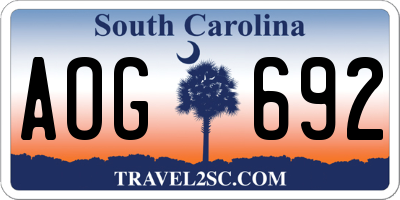 SC license plate AOG692