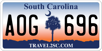 SC license plate AOG696