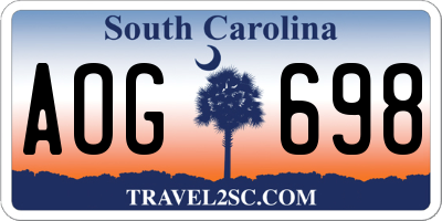 SC license plate AOG698