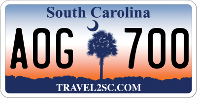 SC license plate AOG700