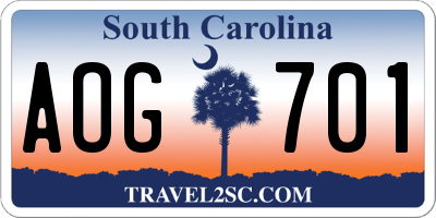 SC license plate AOG701