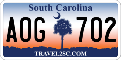 SC license plate AOG702
