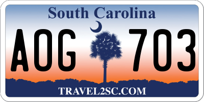 SC license plate AOG703