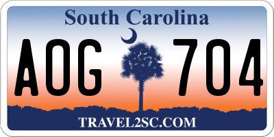 SC license plate AOG704