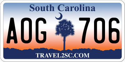 SC license plate AOG706