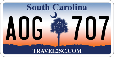 SC license plate AOG707