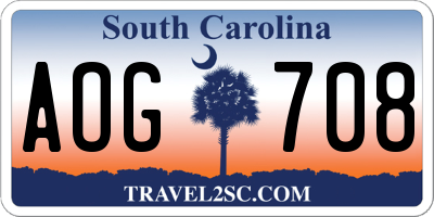 SC license plate AOG708