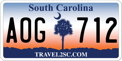 SC license plate AOG712