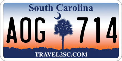 SC license plate AOG714