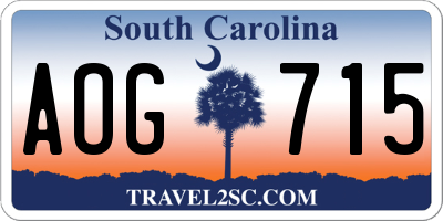 SC license plate AOG715