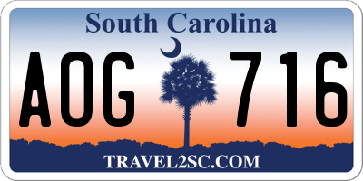 SC license plate AOG716