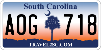 SC license plate AOG718