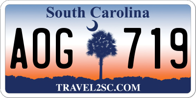 SC license plate AOG719