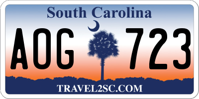SC license plate AOG723