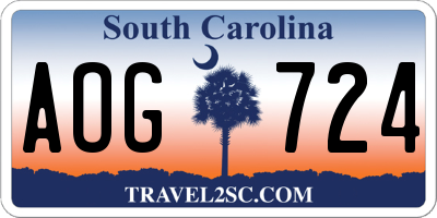 SC license plate AOG724